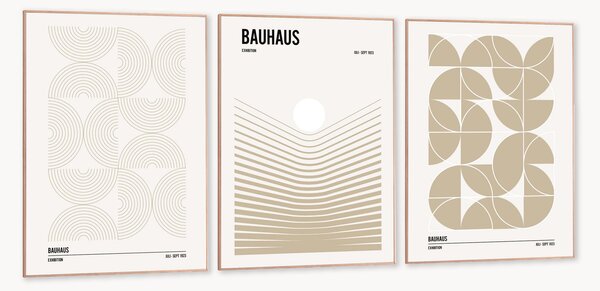 Nástenné dekorácie v rámoch Bauhaus, 3 ks