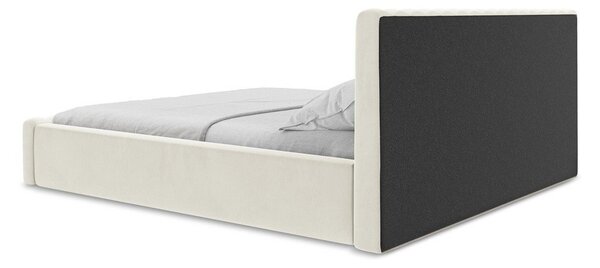 Krémová čalúnená dvojlôžková posteľ s úložným priestorom s roštom 140x200 cm Lemi – Makamii
