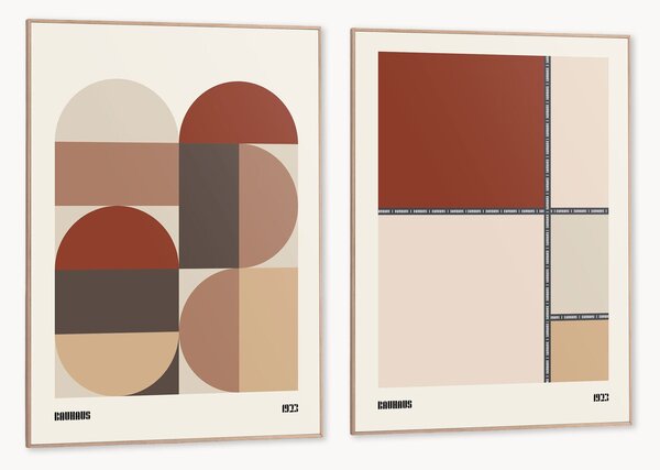 Nástenné dekorácie v rámoch Bauhaus Autumn, 2 ks