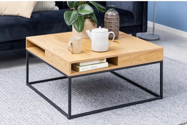 Konferenčný stolík s doskou v dubovom dekore v tmavoprírodnej farbe 80x80 cm Willford – Actona