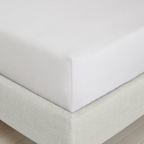 Sivá napínacia plachta z bavlneného perkálu 185x200 cm Cotton Percale – Bianca