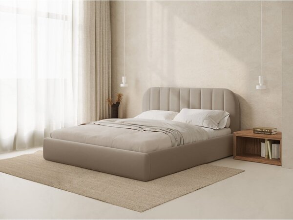 Svetlohnedá čalúnená dvojlôžková posteľ s úložným priestorom s roštom 160x200 cm Juno – Windsor & Co Sofas