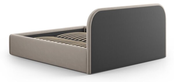 Svetlohnedá čalúnená dvojlôžková posteľ s úložným priestorom s roštom 160x200 cm Juno – Windsor & Co Sofas