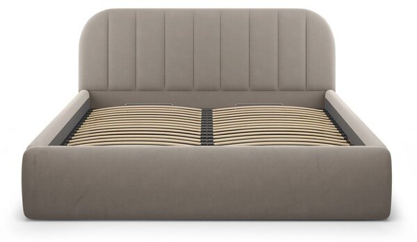 Svetlohnedá čalúnená dvojlôžková posteľ s úložným priestorom s roštom 160x200 cm Juno – Windsor & Co Sofas