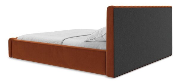 Čalúnená dvojlôžková posteľ s úložným priestorom s roštom 140x200 cm v terakotovej farbe Lemi – Makamii