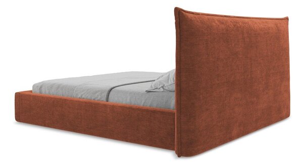 Čalúnená dvojlôžková posteľ s úložným priestorom s roštom 140x200 cm v terakotovej farbe Esala – Makamii