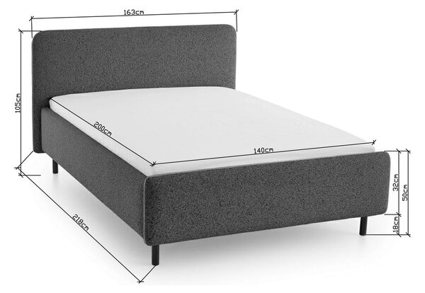 Béžová čalúnená dvojlôžková posteľ s úložným priestorom s roštom 140x200 cm Primo – Meise Möbel
