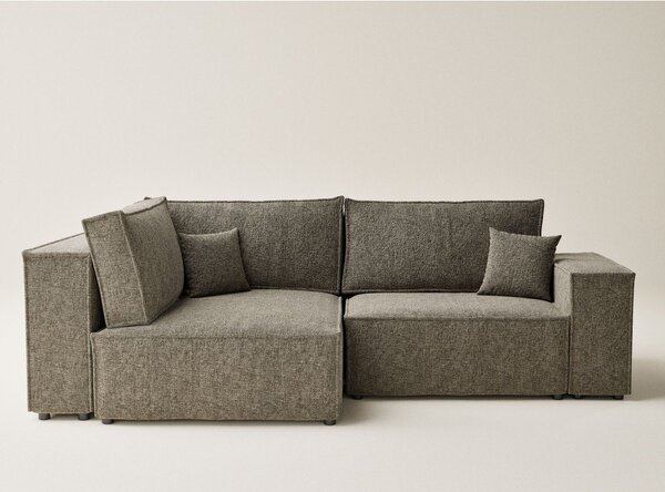 Hnedá ženilková rozkladacia/s úložným priestorom rohová pohovka (ľavý roh/do L) Tonga – Maison de Rêve