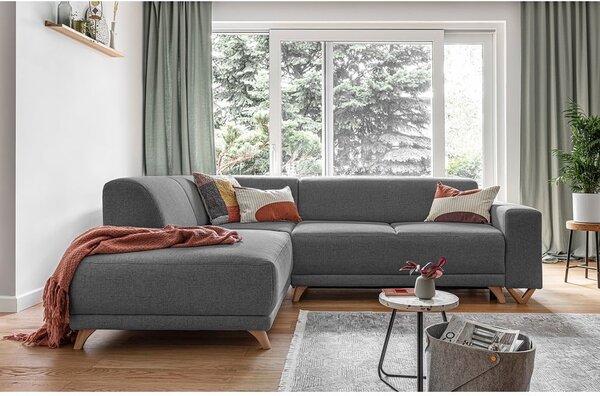 Sivá rozkladacia/s úložným priestorom rohová pohovka (ľavý roh/do L) Classy Sophie – Miuform