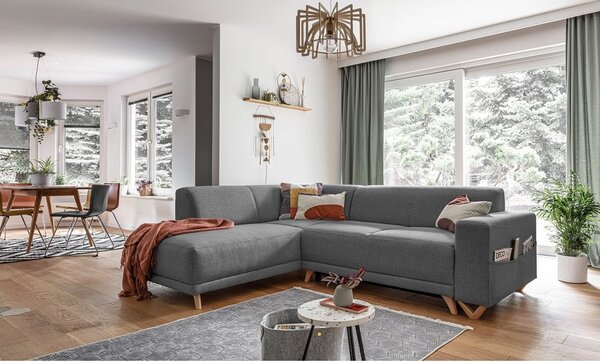 Sivá rozkladacia/s úložným priestorom rohová pohovka (ľavý roh/do L) Classy Sophie – Miuform