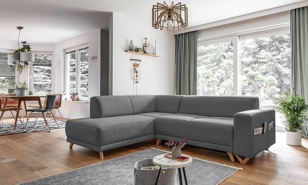 Sivá rozkladacia/s úložným priestorom rohová pohovka (ľavý roh/do L) Classy Sophie – Miuform