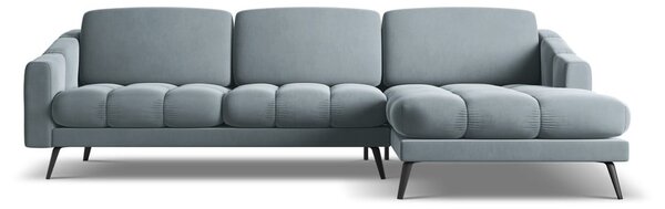 Svetlomodrá zamatová rohová pohovka (pravý roh) Nalu – Makamii