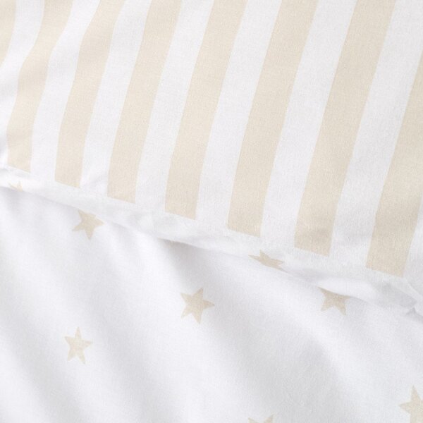 Biele/béžové bavlnené detské obliečky na jednolôžko 135x200 cm Mini Star & Stripes – Bianca
