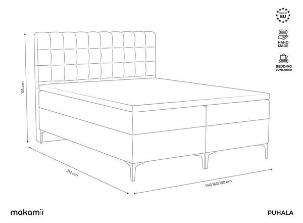 Zelená boxspring posteľ s úložným priestorom 180x200 cm Puhala – Makamii