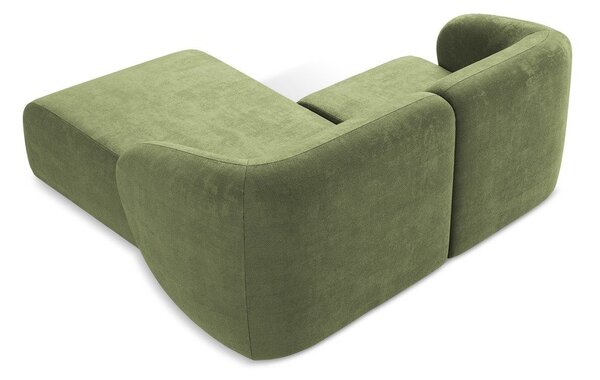 Zelená ženilková rohová pohovka (pravý roh/s leňoškou) Lani – Makamii