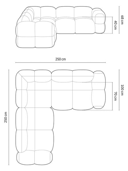 Svetlomodrá rohová pohovka Loretto – Cosmopolitan Design