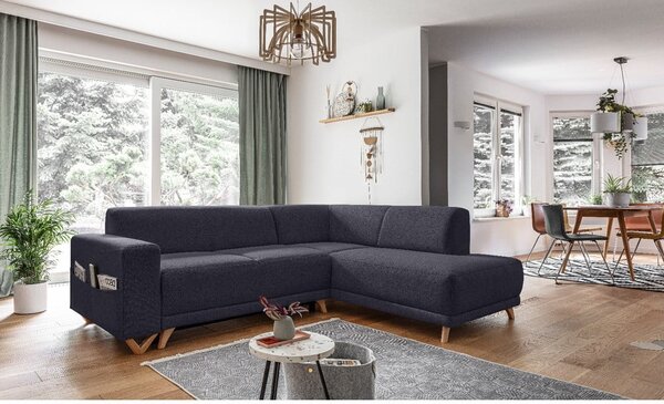 Antracitová rozkladacia/s úložným priestorom rohová pohovka (pravý roh/do L) Classy Sophie – Miuform