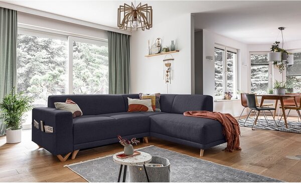 Antracitová rozkladacia/s úložným priestorom rohová pohovka (pravý roh/do L) Classy Sophie – Miuform