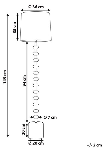 Stojaca lampa biela kovová 160 cm ozdobný podstavec klasické tienidlo moderný štýl obývačka spálňa kancelária