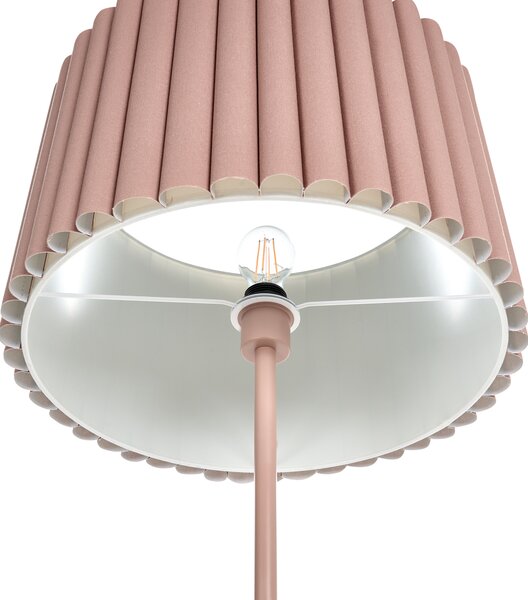 Stojaca lampa hnedá polyesterové ľanové tienidlo hnedý kovový podstavec 155 cm spálňa obývacia izba retro klasický štýl