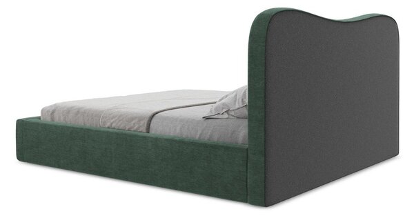 Zelená čalúnená dvojlôžková posteľ s úložným priestorom s roštom 140x200 cm Kahai – Makamii