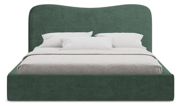 Zelená čalúnená dvojlôžková posteľ s úložným priestorom s roštom 140x200 cm Kahai – Makamii