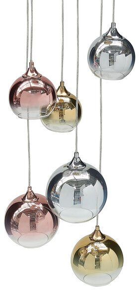 Závesná lampa polopriehľadná mosadz meď striebro sklenené tienidlá železo 6 svetiel moderný dizajn doplnky obývacia izba