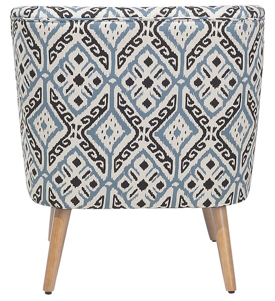 Kreslo viacfarebné čalúnené s podnožkou drevené nohy orientálny vzor retro boho obývacia izba