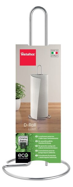 Oceľový stojan na papierové utierky v lesklo striebornej farbe ø 14 cm Luxy – Metaltex