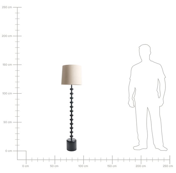 Stojaca lampa čierna kovový podstavec látkové tienidlo 149 cm moderný klasický štýl osvetlenie