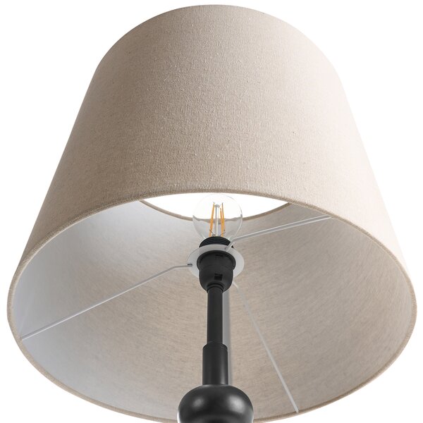 Stojaca lampa čierna kovový podstavec látkové tienidlo 149 cm moderný klasický štýl osvetlenie