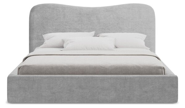 Svetlosivá čalúnená dvojlôžková posteľ s úložným priestorom s roštom 140x200 cm Kahai – Makamii