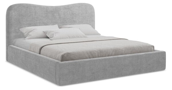 Svetlosivá čalúnená dvojlôžková posteľ s úložným priestorom s roštom 140x200 cm Kahai – Makamii