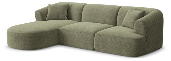 Zelená menčestrová rohová pohovka (ľavý roh/s leňoškou) Campi – Cosmopolitan Design