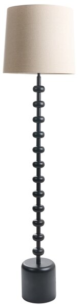 Stojaca lampa čierna kovový podstavec látkové tienidlo 149 cm moderný klasický štýl osvetlenie