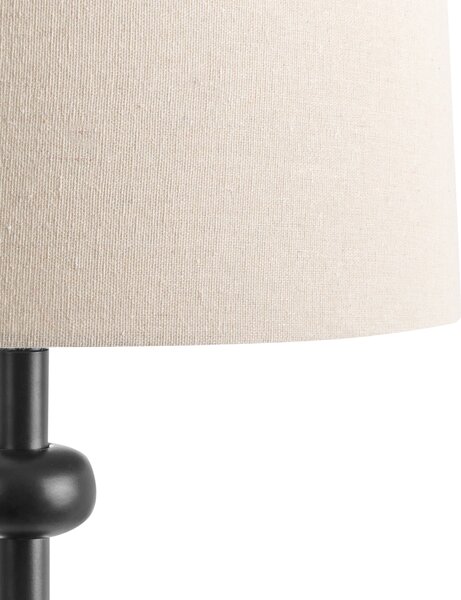 Stojaca lampa čierna kovový podstavec látkové tienidlo 149 cm moderný klasický štýl osvetlenie