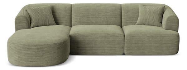 Zelená menčestrová rohová pohovka (ľavý roh/s leňoškou) Campi – Cosmopolitan Design
