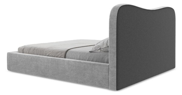 Svetlosivá čalúnená dvojlôžková posteľ s úložným priestorom s roštom 140x200 cm Kahai – Makamii