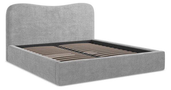 Svetlosivá čalúnená dvojlôžková posteľ s úložným priestorom s roštom 140x200 cm Kahai – Makamii
