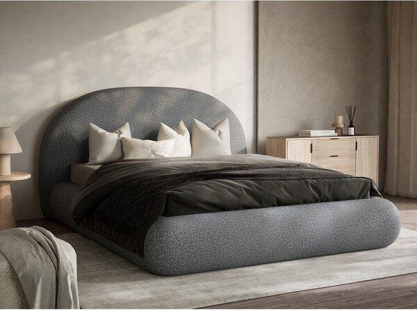 Sivá čalúnená dvojlôžková posteľ s úložným priestorom s roštom 140x200 cm Maumere – Maison de Rêve