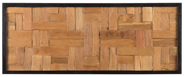 Nástenná dekorácia svetlé a tmavé teakové drevo 100 x 40 cm obdĺžnikový tvar moderný rustikálny štýl doplnky dekorácie