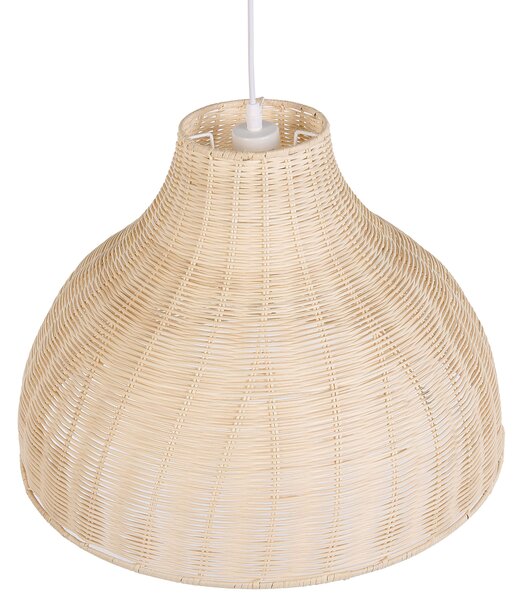 Závesná lampa prírodná béžová ratan prútená tienidlo v tvare zvona osvetlenie na strop boho rustikálny štýl obývačka jedáleň
