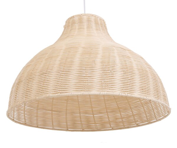Závesná lampa prírodná béžová ratan prútená tienidlo v tvare zvona osvetlenie na strop boho rustikálny štýl obývačka jedáleň