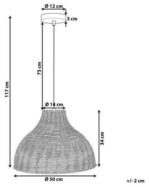 Závesná lampa prírodná béžová ratan prútená tienidlo v tvare zvona osvetlenie na strop boho rustikálny štýl obývačka jedáleň