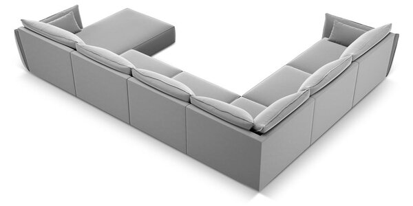 Svetlosivá zamatová rohová pohovka (ľavý roh/do "U") Vanda – Mazzini Sofas