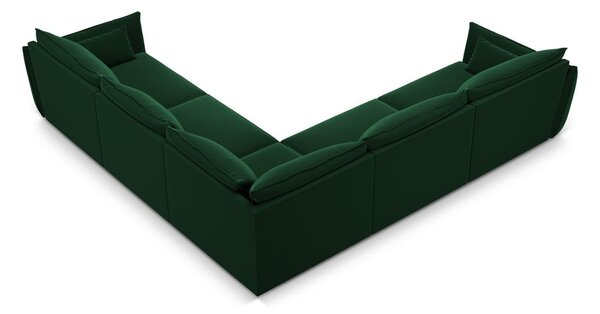 Tmavozelená zamatová rohová pohovka Vanda – Mazzini Sofas