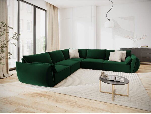 Tmavozelená zamatová rohová pohovka Vanda – Mazzini Sofas
