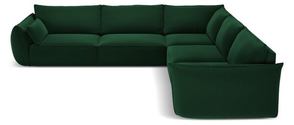 Tmavozelená zamatová rohová pohovka Vanda – Mazzini Sofas