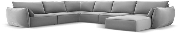 Svetlosivá zamatová rohová pohovka (ľavý roh/do "U") Vanda – Mazzini Sofas
