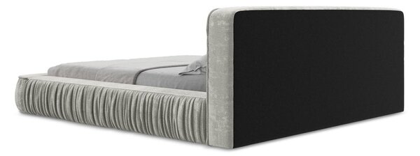 Svetlosivá čalúnená dvojlôžková posteľ s úložným priestorom s roštom 140x200 cm Keoni – Makamii